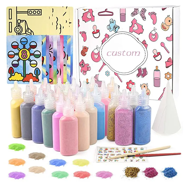 Kit educativo de aprendizaje para artistas, manualidades, pintura de arena de colores mágicos, dibujo de garabatos, juguetes para niños