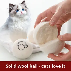 Jouet pour <span class=keywords><strong>chat</strong></span> en peluche douce et silencieuse en laine thermique écologique, boule de stimulation avec fonctions d'auto-divertissement et de mastication, petite taille - Product Image 4