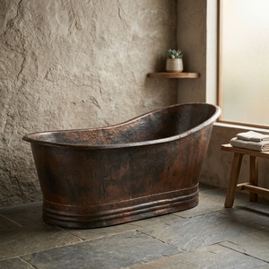 Baignoire ovale autoportante en cuivre, artisanale, finition classique antique, durable, écologique, pliable pour adultes, maison, hôtel, salle de bain - Product Image 3