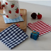 Napperons tissés en gros Double couche tissé tissu caboteur napperons Simple Plaid coton isolation résine sous-verres Logo personnalisé