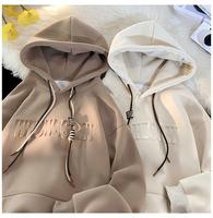 Nouveau Sweat-shirt Décontracté Femme Tendance Streetwear en Coton Lourd Tricoté Surdimensionné avec Lettres en Relief OEM