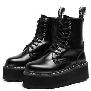 Botas cortas estilo británico con cremallera lateral - botas de trabajo ligeras con suela gruesa y elevada - Product Image 2