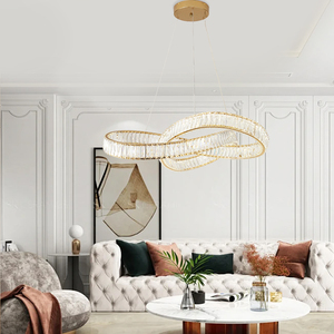 Per MEEROSEE MD98043 lampadario LED regolabile in altezza incrociato 2 anelli con <span class=keywords><strong>sospensione</strong></span> di cristallo per soggiorno o <span class=keywords><strong>camera</strong></span> <span class=keywords><strong>da</strong></span> <span class=keywords><strong>letto</strong></span> - Product Image 4
