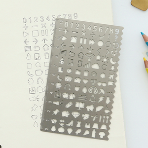 Modèle de Graffiti de dessin Portable en acier inoxydable, pochoirs de règle d'<span class=keywords><strong>alphabet</strong></span> et de chiffres en métal Vintage - Product Image 6