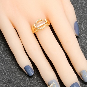 Anillo de Circonio Chapado en Oro de 24K al por Mayor JXX, Anillo de Boda Clásico con Diamantes de Oro, Simple y Geométrico, Hermoso para Mujer - Product Image 2