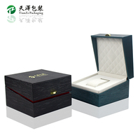 Boîte à montre en bois texturé noir personnalisée pour emballage cadeau de marque de montres de luxe, boîte de rangement pour montre unique avec logo personnalisé OEM