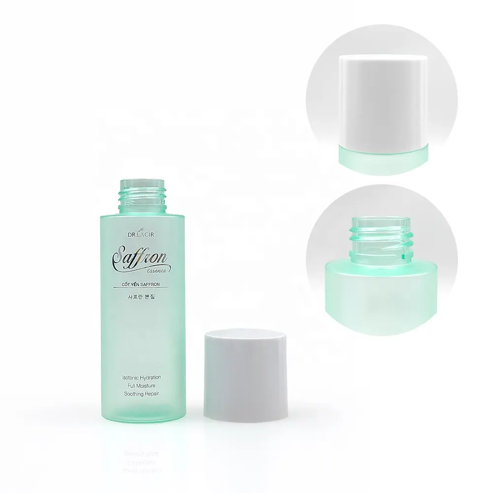 Custom Clear Green Skin Care 100ml 150ml 200ml Lotion Toner Bottles Cosmetic PET Toner Plastic Bottle with Silver Screw Lid Cap