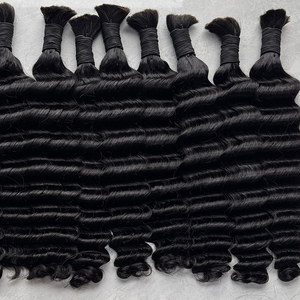 No Weft <b>Deep</b> <b>Wave</b> Bulk Hair Human Hair Natural Black Soft Full Density Hair For Braiding And <b>Wig</b> Making - Product Image 1