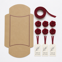 Boîte cadeau personnalisée en papier kraft avec ruban et fleur de rose, boîte d'emballage artisanale pour bonbons de mariage, ensemble avec étiquettes de remerciement