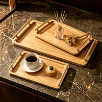 Plateau de maison de poupée en bois, multi-tailles, présentoir de bureau, plateau antidérapant pour table basse, plateau en bambou avec poignée