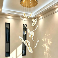 Lustre LED personnalisé en cristal doré, AC 220V, anti-éblouissement et protecteur des yeux, pour villa, escalier, salon double hauteur, mariage