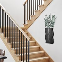 Pot Tanaman Dinding Kayu Dekorasi Rumah Dalam Ruangan Modern Gaya Farmhouse Vas Dinding Dekorasi Bunga Kering Tanaman Hijau Palsu Desain Terukir 5x5x5