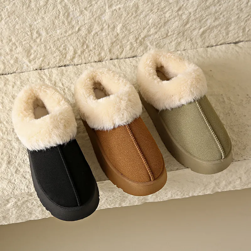 Giày cao gót mới chất lượng Bán buôn phụ nữ tuyết cheville ET bootie mùa đông Slip-On ấm lông khởi động Chunky tuyết khởi động cho phụ nữ