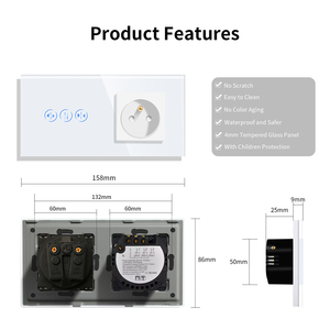 Interruttore WiFi Tuya Smart Touch per Tende, Presa a Muro Tipo <span class=keywords><strong>E</strong></span> Francese, Controllo Tapparelle per Ristrutturazioni Smart Home, Spedizione Rapida - Product Image 2