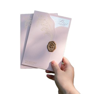 Tarjeta de Invitación de Boda de Lujo Estilo Europeo Vintage con Sobre, Estampado en Oro, Diseño Personalizado, Papel Especial - Product Image 5