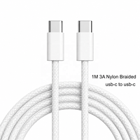 Kabel Data USB C Tipe C ke Tipe C 3A Pengisian Cepat 1M Bahan Nilon Anti Api untuk Ponsel Pintar Grosir