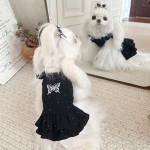 Vestidos de Princesa para Perros y Gatos, de Algodón Puro, con Lentejuelas de Mariposa, Mangas con Volantes, para Primavera y Otoño, Directo de Fábrica - Product Image 2