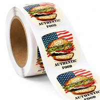 Etiquetas Redondas de Vinilo Personalizadas con Logotipo de Marca Comercial para Empaquetado de Alimentos, Cajas de Hamburguesas y Pizza, Pegatinas de Sellado para Panadería en Rollo