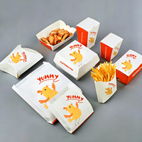 Ensemble de boîtes d'emballage pour poulet frit imprimées sur mesure, sac en papier kraft, boîte à hamburger, conteneur pour frites pour la restauration rapide