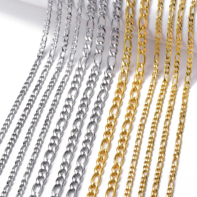 hip hop 18k gold pvd plated filled stainless steel thick nk figaro link chain necklace chain for men women