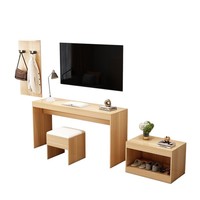 Ensemble de meubles de chambre d'hôtel, d'auberge et de gîte SEM en cuir véritable, écologique, durable, minimaliste et moderne, comprenant un meuble TV, un meuble de rangement et des tabourets