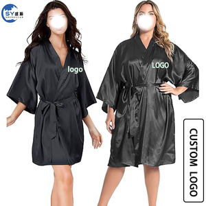 Accappatoi Personalizzati per Clienti di Saloni, LOGO Personalizzato, in Raso di Seta, Leggeri, Morbidi, Neri, Rosa, Kimono per Parrucchieri e Centri Estetici - Product Image 1