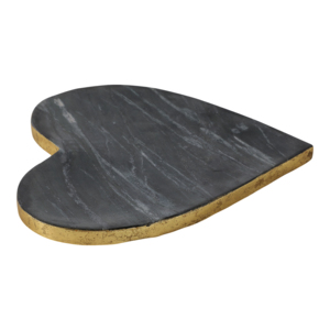 Vassoio decorativo in marmo a forma di cuore con bordo nero e oro per decorazioni per la casa, centrotavola, complemento per il tavolino da caffè - Product Image 3