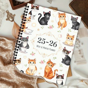 Agenda Mensile A5 Personalizzabile con Simpatici Gattini, <span class=keywords><strong>Luglio</strong></span> 2026-Dicembre 2026, Rilegatura a Spirale, Copertina Rigida, 50 Fogli Interni - Product Image 3