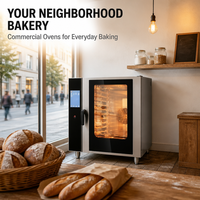 Horno de Convección Comercial para Panadería, Horno de Acero Inoxidable con Rejillas Ajustables, Ventana de Vidrio, Calentamiento Uniforme, para Hotel