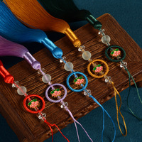 Magnifique pendentif en soie en forme de fleur de lotus chinoise de 15 cm, ornement de vêtement, artisanat, accessoires de voiture, accessoires de téléphone portable, textile de maison