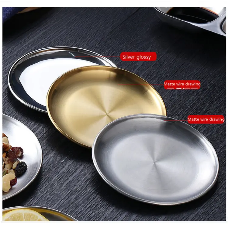 YongFa Wedding Dinner Plate Gold / Silver Stainless Steel 201 / 304 Metal Mirror Plate Set Round Charger Plate