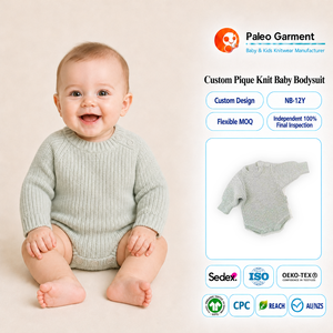 Tutina in Maglia per Neonati Pinuotu, Maglione Invernale Neutro per Bambini, Body a Bolle con Bottoni a Scatto, Tutine in Maglia Spessa per Bambini - Product Image 2