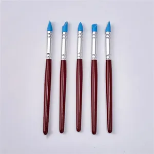 Giữ Nụ Cười 5Pcs Cao Su Tip Sơn Silicon Bàn Chải Điêu Khắc Gốm Đất Sét Định Hình Khắc Công Cụ Thiết Lập