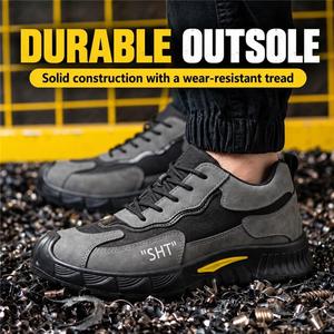 Chaussures de sécurité en daim respirantes pour hommes avec doublure en mesh, lacets et semelle extérieure en caoutchouc - Product Image 4