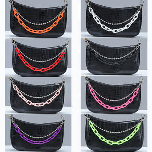 Cadena de acrílico para bolso con cuentas metálicas, blanca, rosa, multicolor, para mujer y hombre, accesorio de moda, dije para bolso DIY, otoño 2024 - Product Image 6