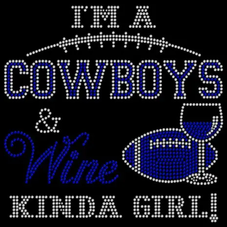 Benutzer definierte Dallas Football Cowboys Ich bin ein Kingda Girl Wine Bling Strass Transfers