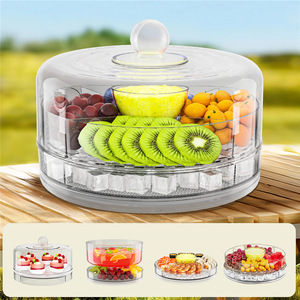 Chilled Veggie Tray 9.06 Polegada Clear Party Platter com 4 Compartimentos Ice Serving Bowl com Tampa Fria Food Buffet Server - Product Image 2