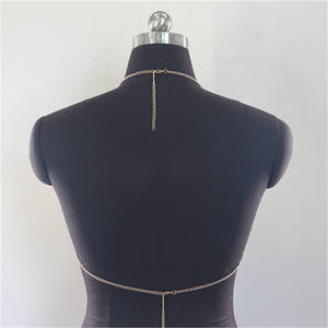 Sexy Chain Mail Backless Halter Tops Golden sin mangas Halter <span class=keywords><strong>Top</strong></span> para <span class=keywords><strong>fiesta</strong></span> en club nocturno - Product Image 3