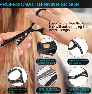 Tijeras de Peluquería con Revestimiento Negro, Tijeras de Acero Inoxidable para Peluquero Profesional, para Salón - Product Image 5