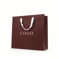 Sacs cadeaux de luxe bordeaux avec logo personnalisé, sacs en papier élégants pour parfums, montres, bijoux, emballage haut de gamme