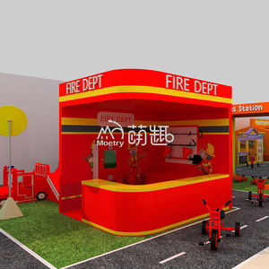 Moetry Design personnalisé Soft Playhouse Kids Indoor Pretend Play City Fire Department Jeu de rôle en bois Terrain de jeu amusant - Product Image 5