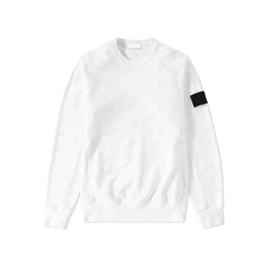 Sweat-shirt classique STONE léger 100% coton couleur unie motif cœur avec badge au col manches longues unisexe Island Couple High 320g - Product Image 1
