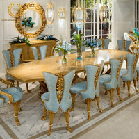 Ensemble de table à manger de style italien de luxe 12 places avec chaises meubles de maison pour meubles de salle à manger de sculpture baroque