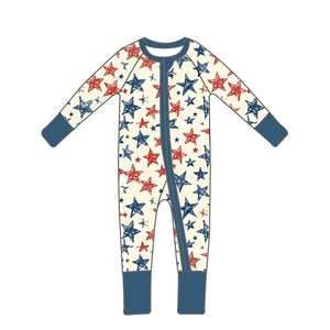 Ropa Infantil al por Mayor Libre de Impuestos para el 4 de Julio, Pelele de Bambú para Bebé con Estampado de Flores y Helados, Pijama Bonito para Bebé - Product Image 6
