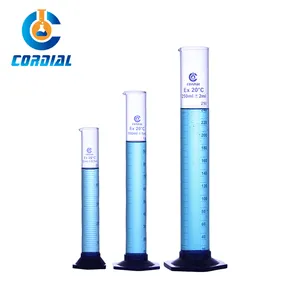 CORDIAL Lab 50ml 100mL 250ml 500ml 1000ml Cilindro de medición de vidrio de borosilicato con base hexagonal de plástico