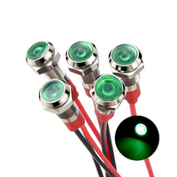 Luz indicadora LED de 6 mm, 8 mm, 10 mm, 12 mm, lámpara de señalización de montaje en panel metálico, IP67, impermeable, para equipos