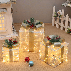 ชุดกล่องของขวัญผ้าเรืองแสง 3 ชิ้น ของตกแต่งคริสต์มาสพร้อมไฟ - Product Image 2