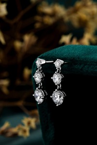 Simple Stylish 3 Round Lab Grown Diamond <b>Dangle</b> <b>Earrings</b> for Women Engagement Wedding Accessories Fashion Contracted Jewelry - Product Image 6