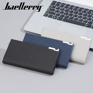กระเป๋าสตางค์ใบยาวบางเฉียบสำหรับผู้ชาย BaeLlerry หนัง PU สีพื้น ที่ใส่บัตรบางเฉียบ สำหรับใช้ในชีวิตประจำวัน สีดำ สีน้ำเงิน สีเทาอ่อน - Product Image 2