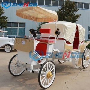 Calèche royale de luxe à quatre roues pour visites touristiques, calèche électrique noire à chevaux à vendre - Product Image 2